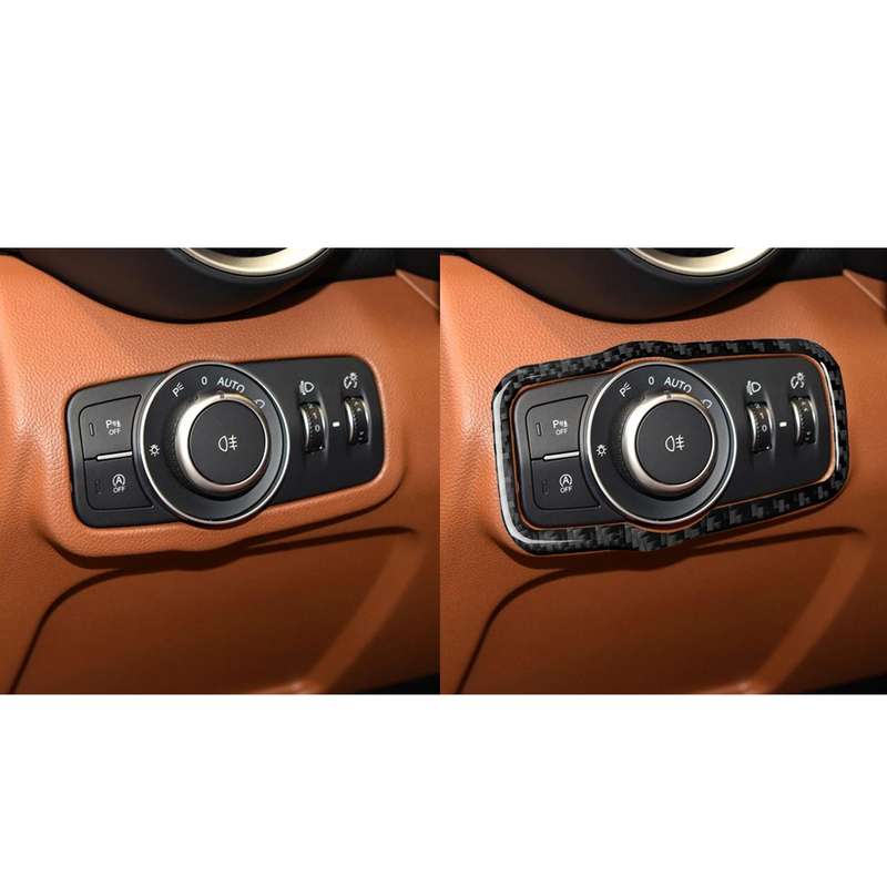 Car Carbon Fiber Headlight Switch Panel Decorative Sticker for Alfa Romeo Giulia 2017-2019, Left Dri