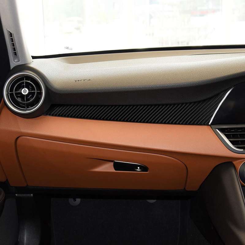 Car Carbon Fiber Dashboard Decorative Sticker for Alfa Romeo Giulia 2017-2019, Right Drive
