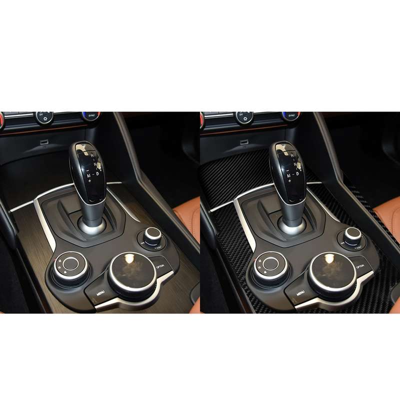 3 in 1 Car Carbon Fiber Gear Frame Panel Decorative Sticker for Alfa Romeo Giulia 2017-2019, Left Dr