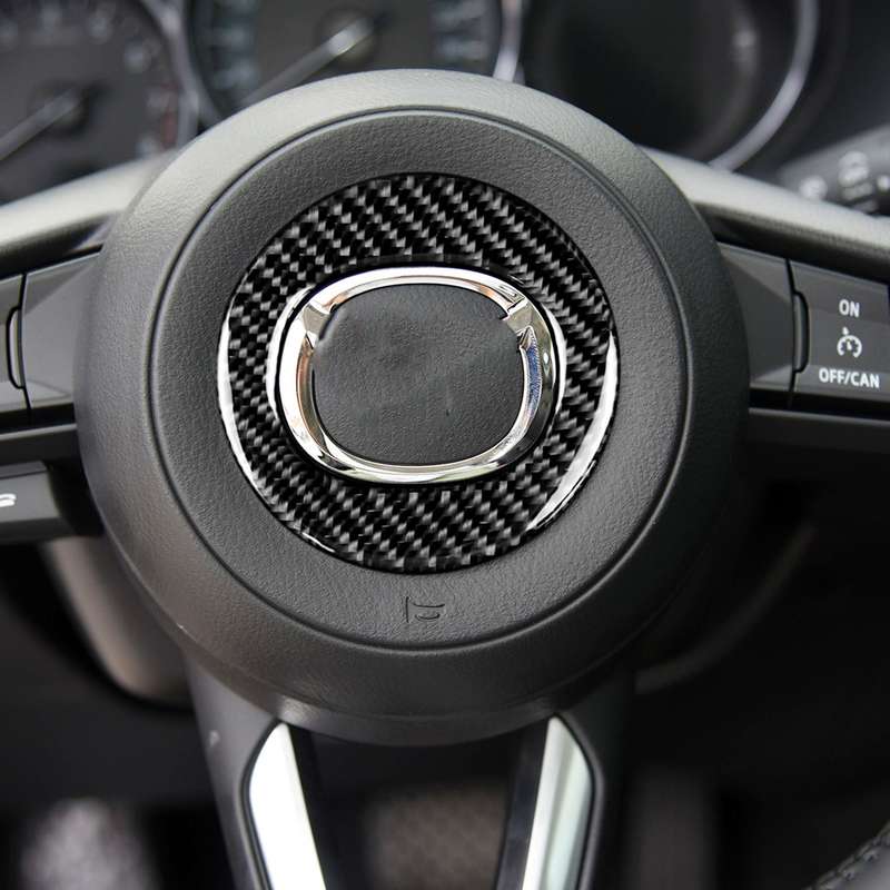 Car Carbon Fiber Steering Wheel Circle Decorative Sticker for Mazda CX-5 2017-2018, Left and Right D