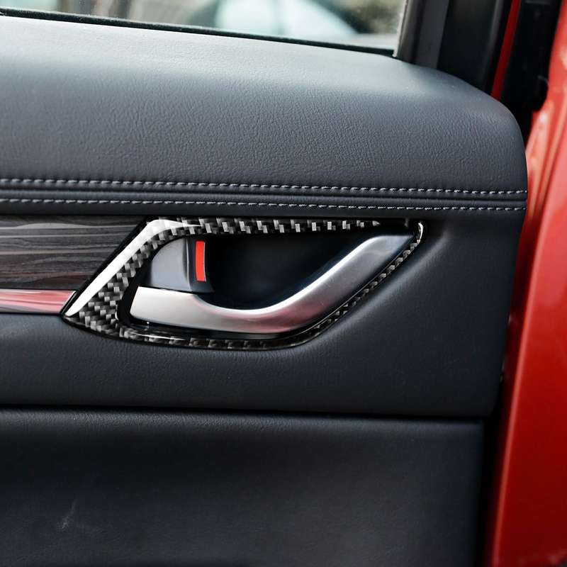 Car Carbon Fiber Inner Door Handle Decorative Sticker for Mazda CX-5 2017-2018, Left and Right Drive