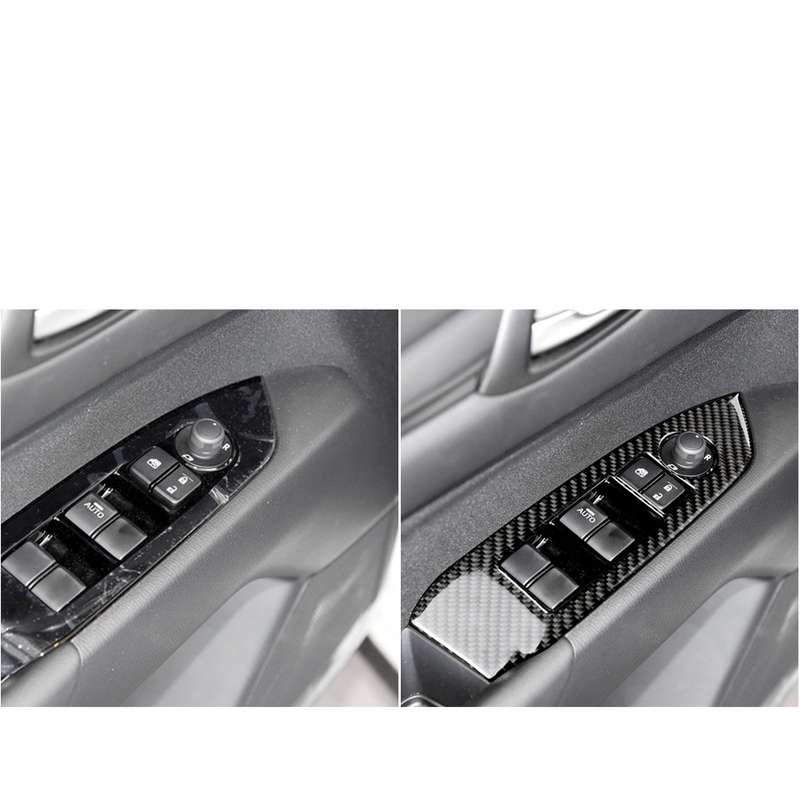 Car Carbon Fiber Window Buttons Panel Decorative Sticker for Mazda CX-5 2017-2018, Left Drive