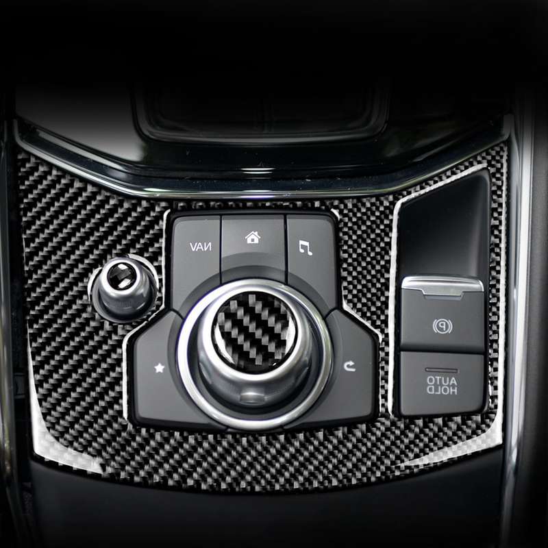 Car Carbon Fiber Electronic Handbrake Panel Decorative Sticker for Mazda CX-5 2017-2018, Right Drive