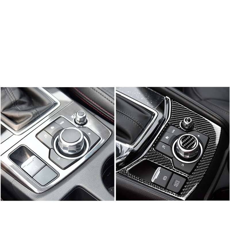 Car Carbon Fiber Electronic Handbrake Panel Decorative Sticker for Mazda CX-5 2017-2018, Left Drive