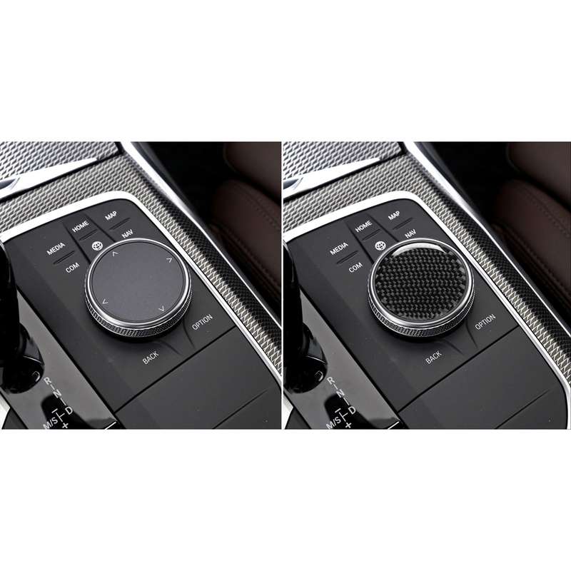 Car Carbon Fiber Multimedia Knob Decorative Sticker for BMW 3 Series G20/G28/325Li/330d/335 2019-202