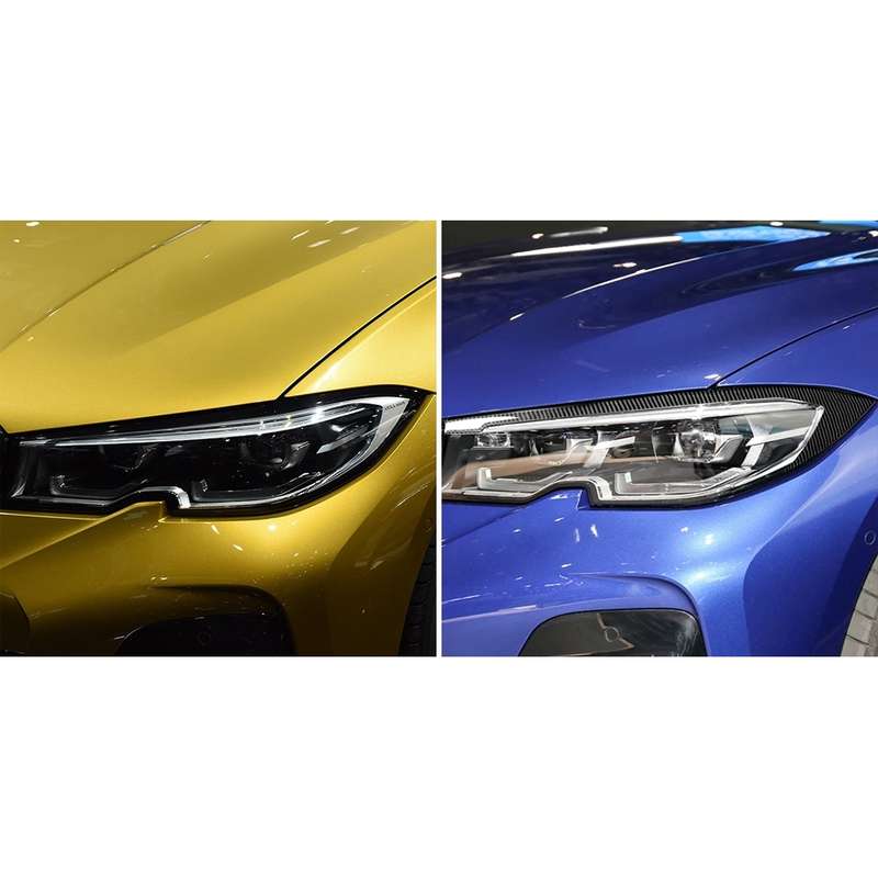 Car Carbon Fiber Light Eyebrow Decorative Sticker for BMW 3 Series G20/G28/325Li/330d/335 2019-2020,