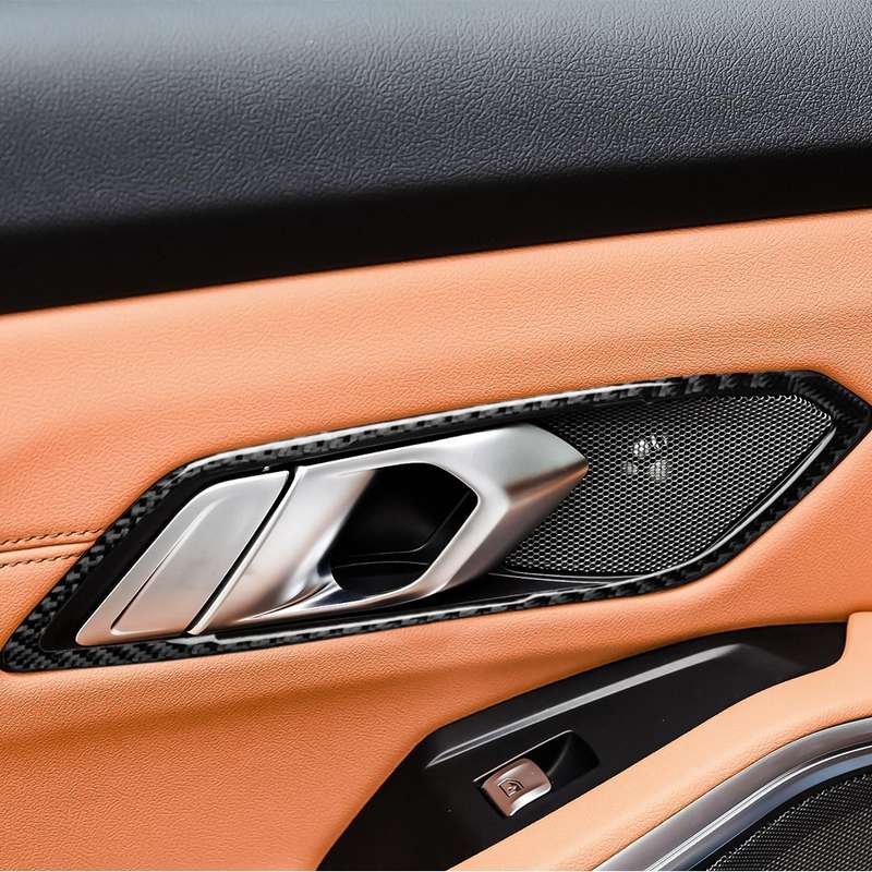 4 in 1 Car Carbon Fiber Door Handle Decorative Sticker for BMW 3 Series G20/G28/325Li/330d/335 2019-