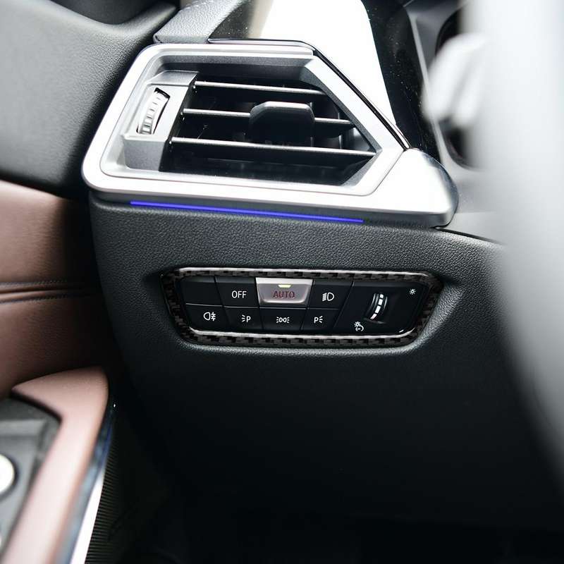 Car Carbon Fiber Headlight Adjustment Frame Decorative Sticker for BMW 3 Series G20/G28/325Li/330d/3