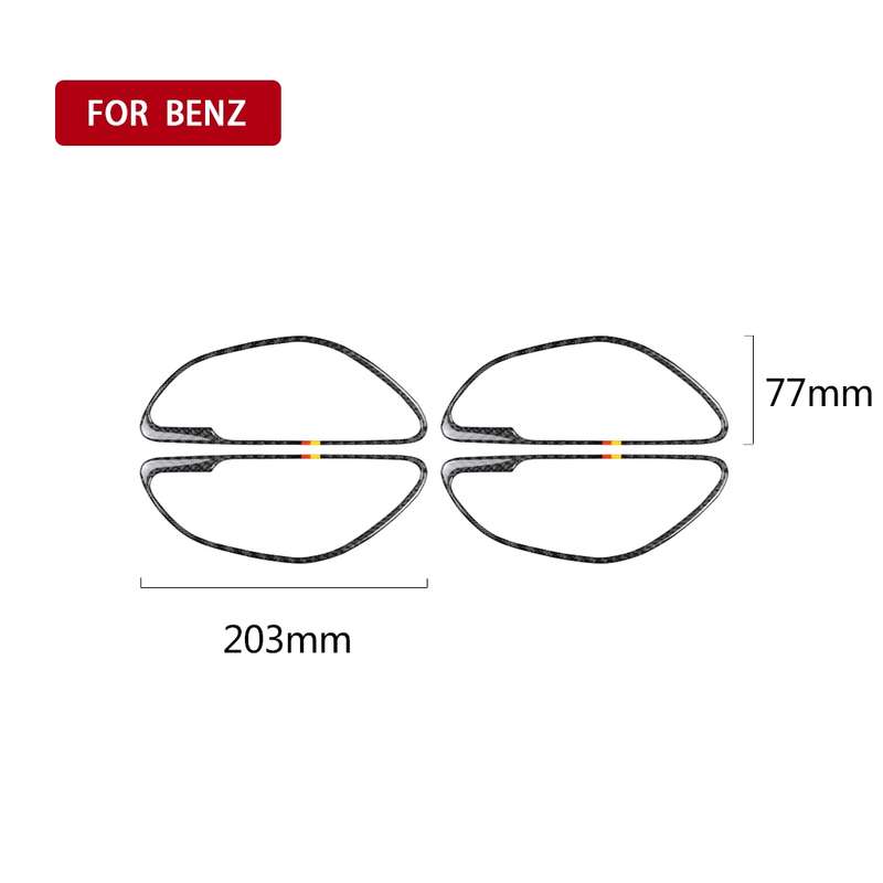 4 PCS Car Carbon Fiber German Color Handle Decorative Sticker for Mercedes-Benz C Class W205 2015-20