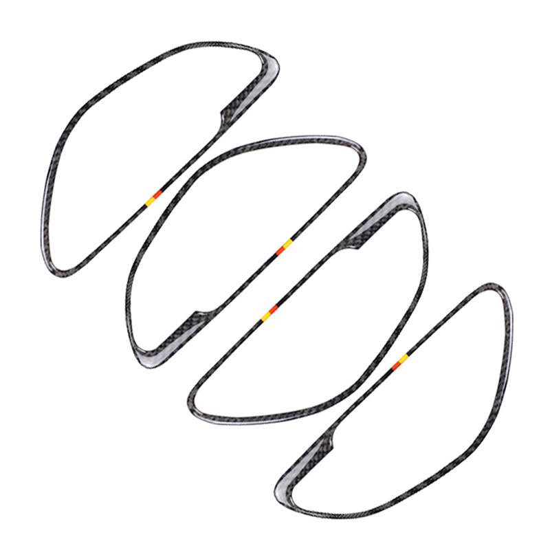 4 PCS Car Carbon Fiber German Color Handle Decorative Sticker for Mercedes-Benz C Class W205 2015-20