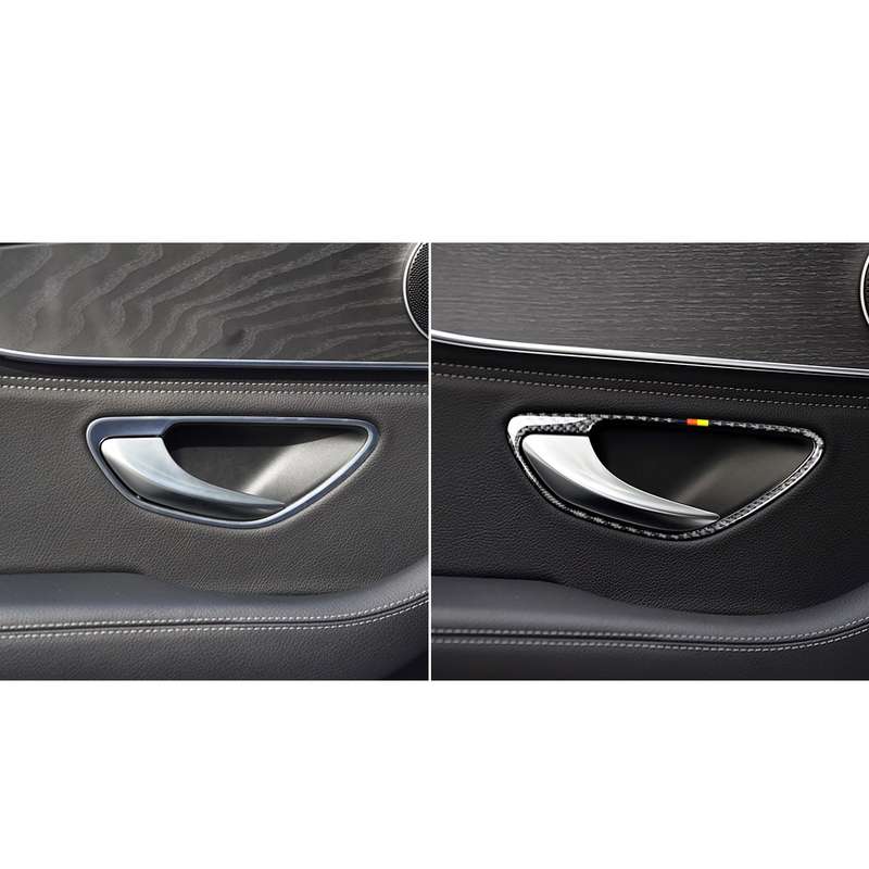 4 PCS Car Carbon Fiber German Color Handle Decorative Sticker for Mercedes-Benz C Class W205 2015-20