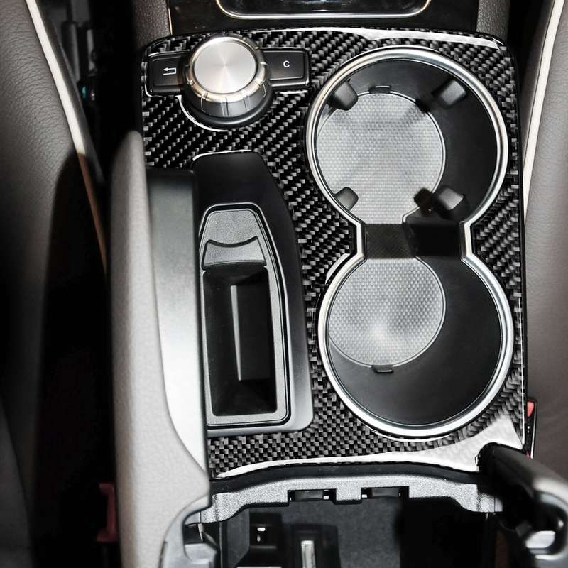 Car Carbon Fiber Solid Color Handrail Water Cup Holder Decorative Sticker for Mercedes-Benz GLK 2008