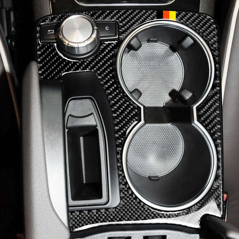 Car Carbon Fiber German Color Handrail Water Cup Holder Decorative Sticker for Mercedes-Benz GLK 200