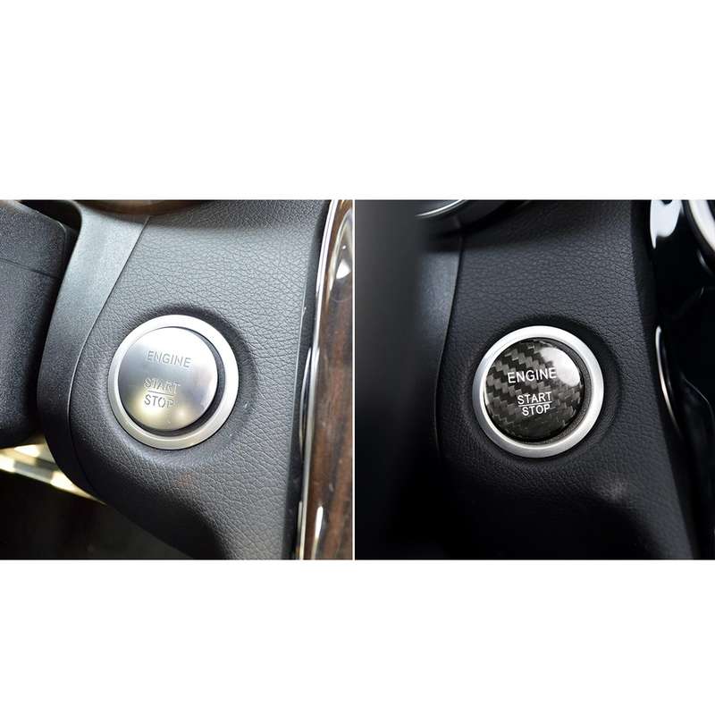Car Carbon Fiber Solid Color One-click Start Button Decorative Sticker for Mercedes-Benz Left and Ri