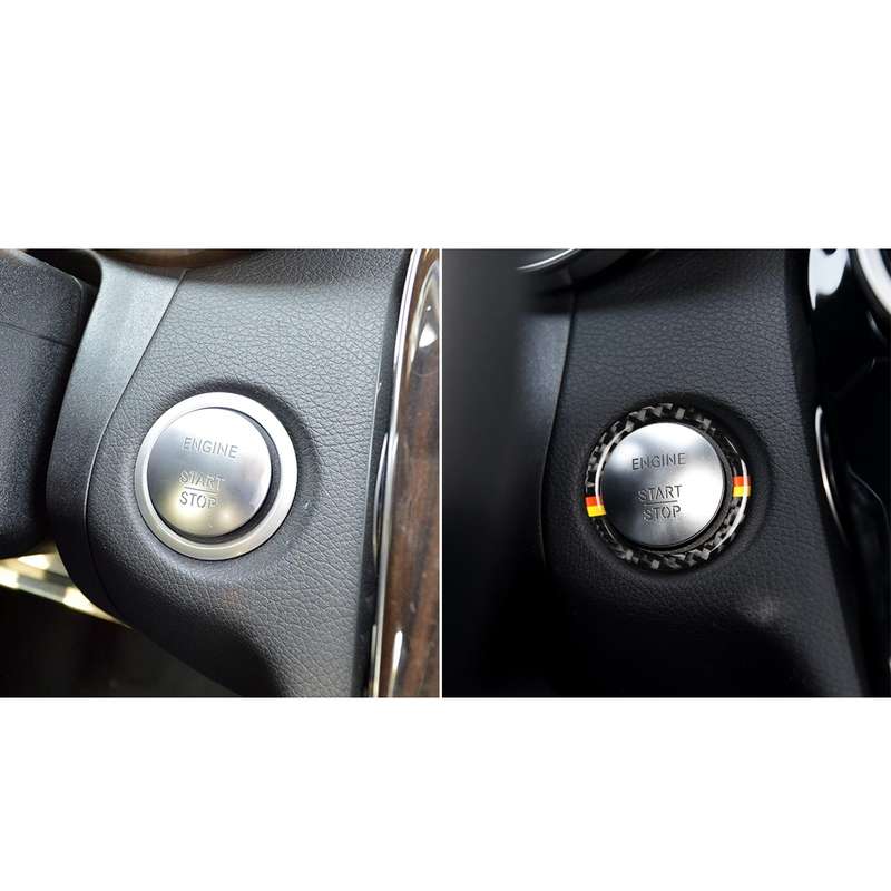 Car Carbon Fiber German Color One-click Start Ring Decorative Sticker for Mercedes-Benz Left and Rig