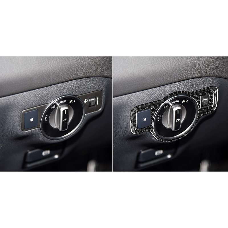 Car Carbon Fiber Solid Color Headlight Switch C Decorative Sticker for Mercedes-Benz A 2013-2018/B C