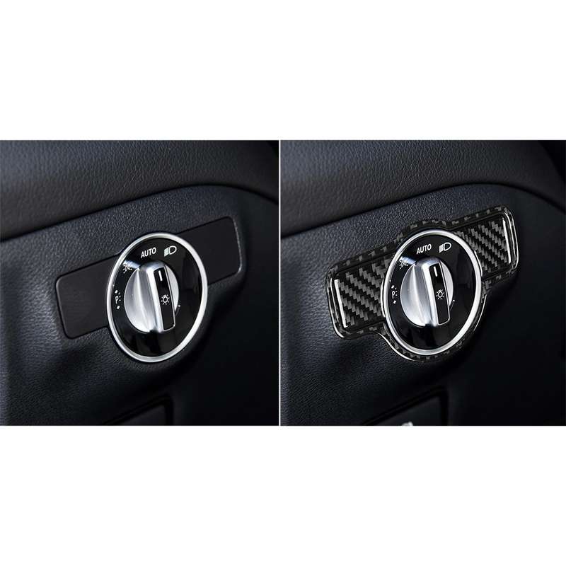 Car Carbon Fiber Solid Color Headlight Switch B Decorative Sticker for Mercedes-Benz A 2013-2018/B C