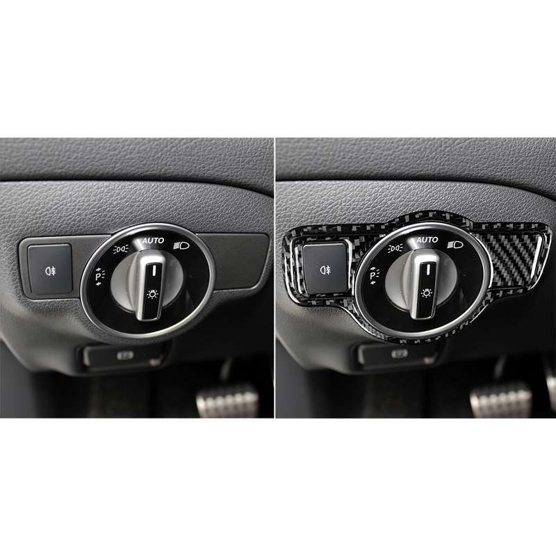 Car Carbon Fiber Solid Color Headlight Switch A Decorative Sticker for Mercedes-Benz A 2013-2018/B C