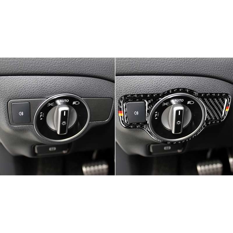 Car Carbon Fiber German Color Headlight Switch A Decorative Sticker for Mercedes-Benz A 2013-2018/B