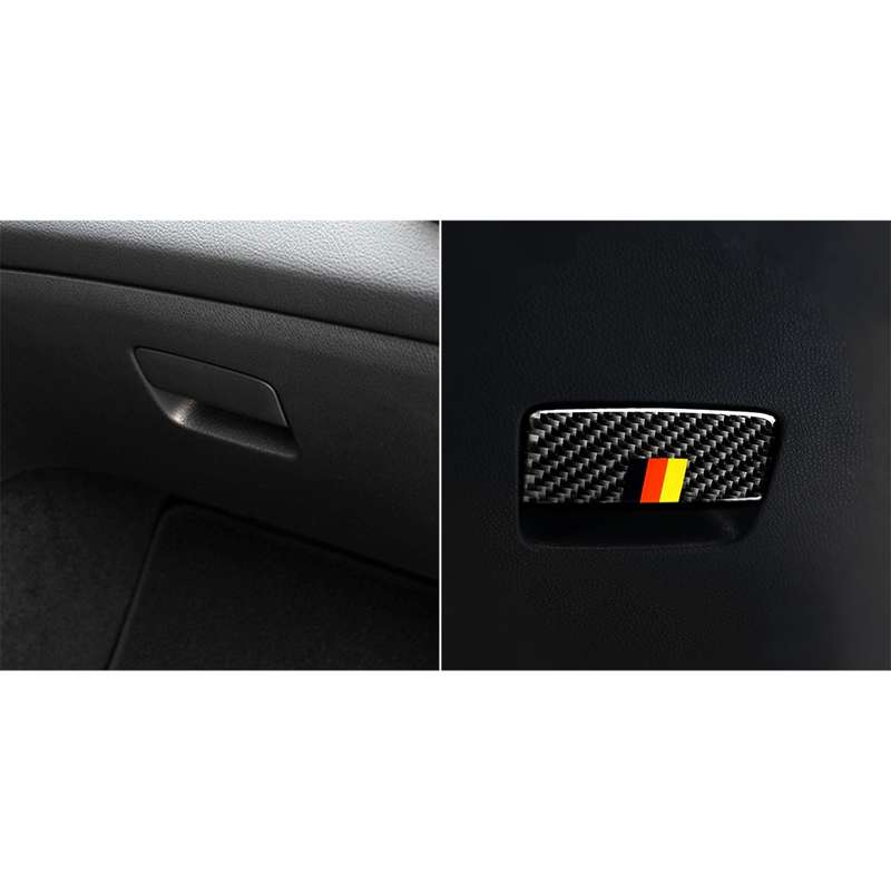 Car Carbon Fiber German Color Front Passenger Seat Side Storage Box Handle Decorative Sticker for Me