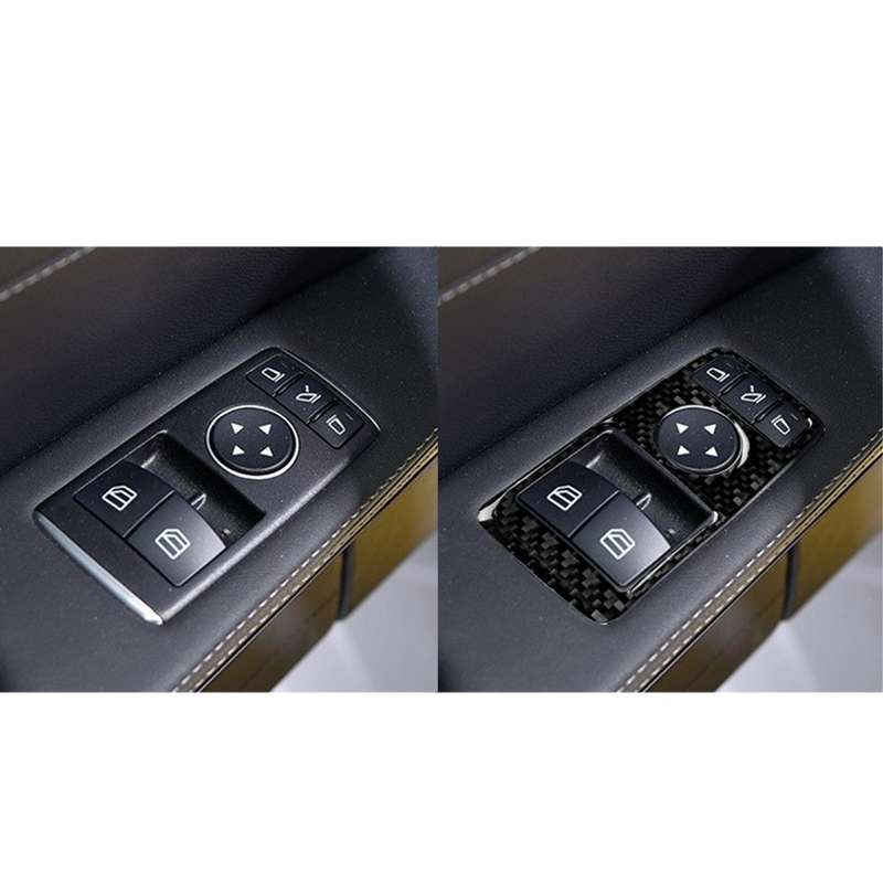 Car Carbon Fiber Solid Color Window Lift Panel Decorative Sticker for Mercedes-Benz C Class 2010-201