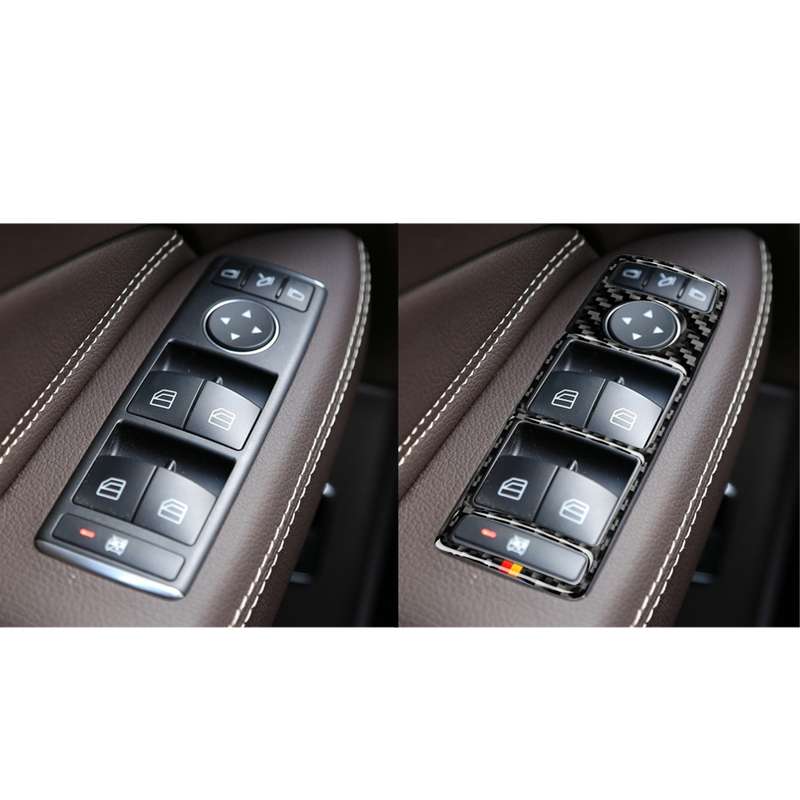 Car Carbon Fiber German Color Window Lift Panel Decorative Sticker for Mercedes-Benz GL 2013-2016/ML