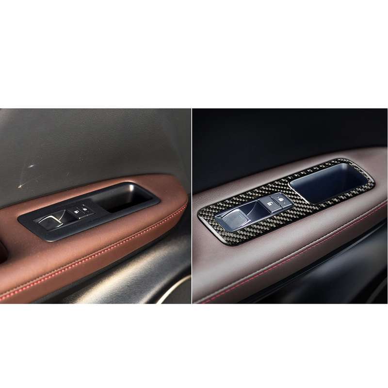 Car Carbon Fiber Window Glass Lift Decorative Sticker for Lexus RX300 / 270 / 200T / 450h 2016-2019,