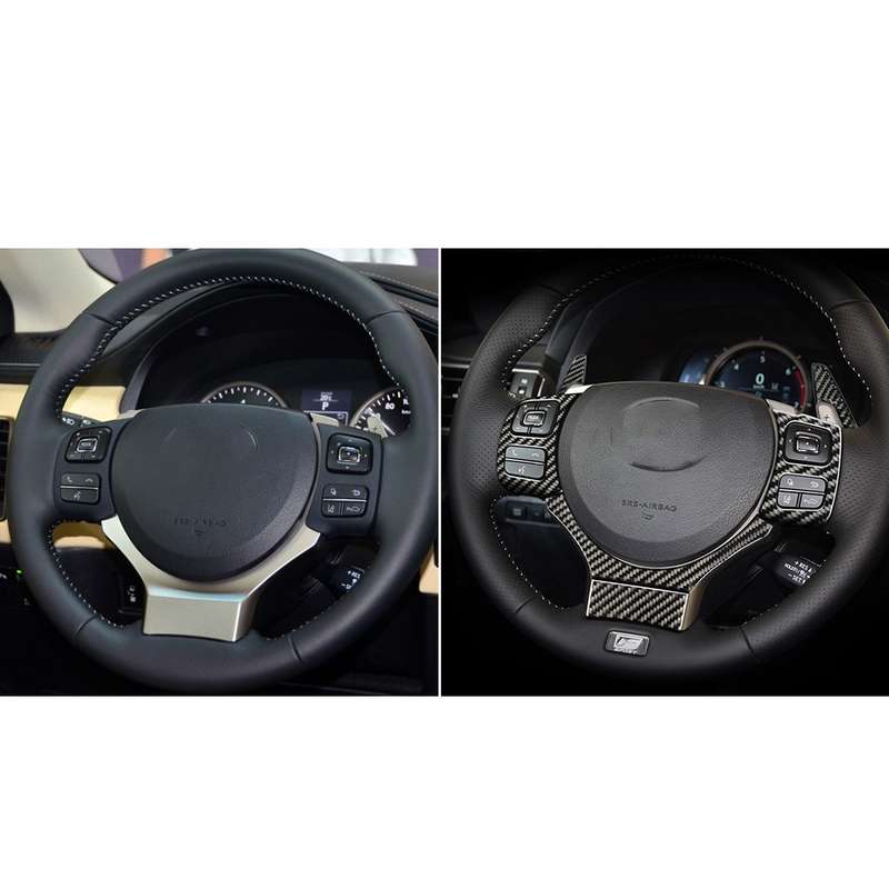 Car Carbon Fiber Steering Wheel Sets Decorative Sticker for Lexus NX200 / 200t / 300h 2014-2021, Lef