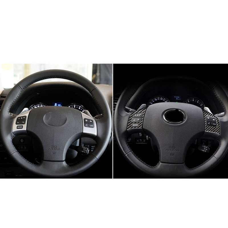 Car Carbon Fiber Steering Wheel Button A Decorative Sticker for Lexus IS250 300 350C 2006-2012, Left