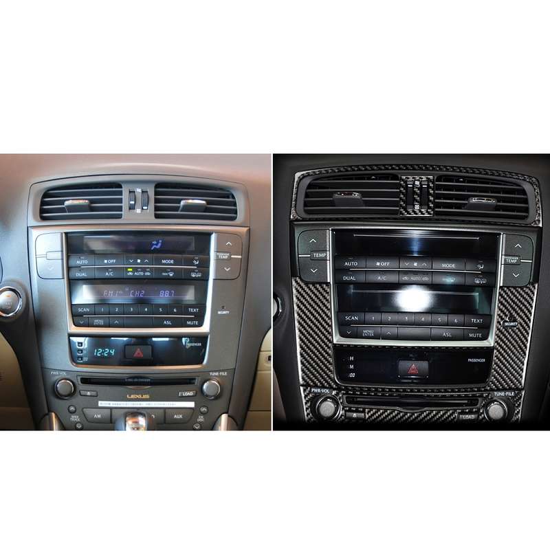 Car Carbon Fiber Navigation Panel A Decorative Sticker for Lexus IS250 300 350C 2006-2012, Left and