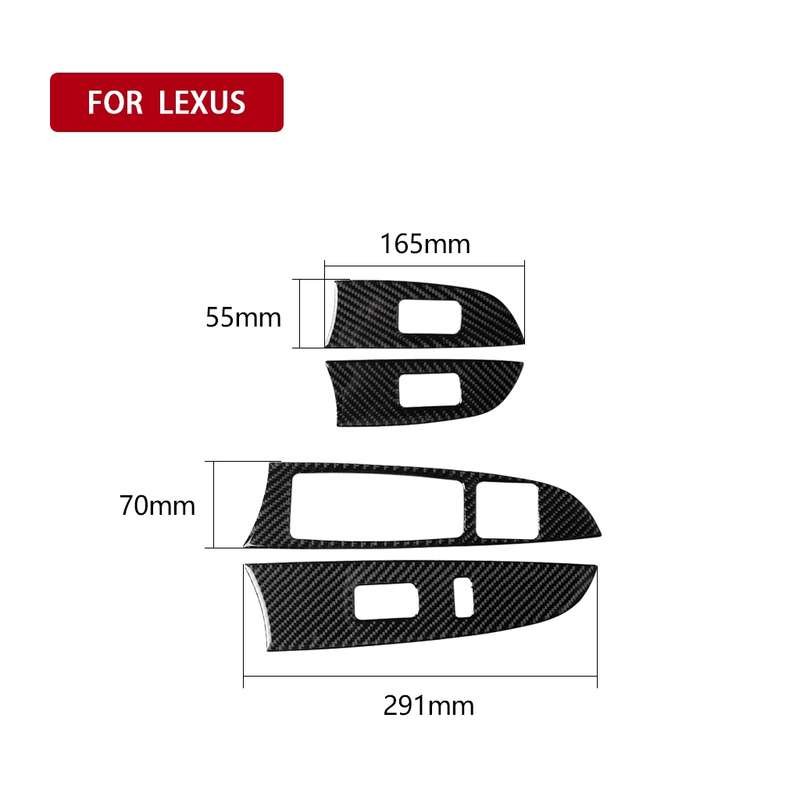 Car Carbon Fiber Window Glass Lift Decorative Sticker for Lexus IS250 300 350C 2006-2012, Left Drive