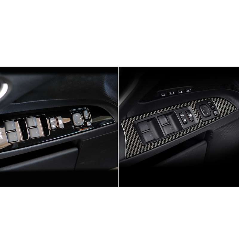 Car Carbon Fiber Window Glass Lift Decorative Sticker for Lexus IS250 300 350C 2006-2012, Left Drive