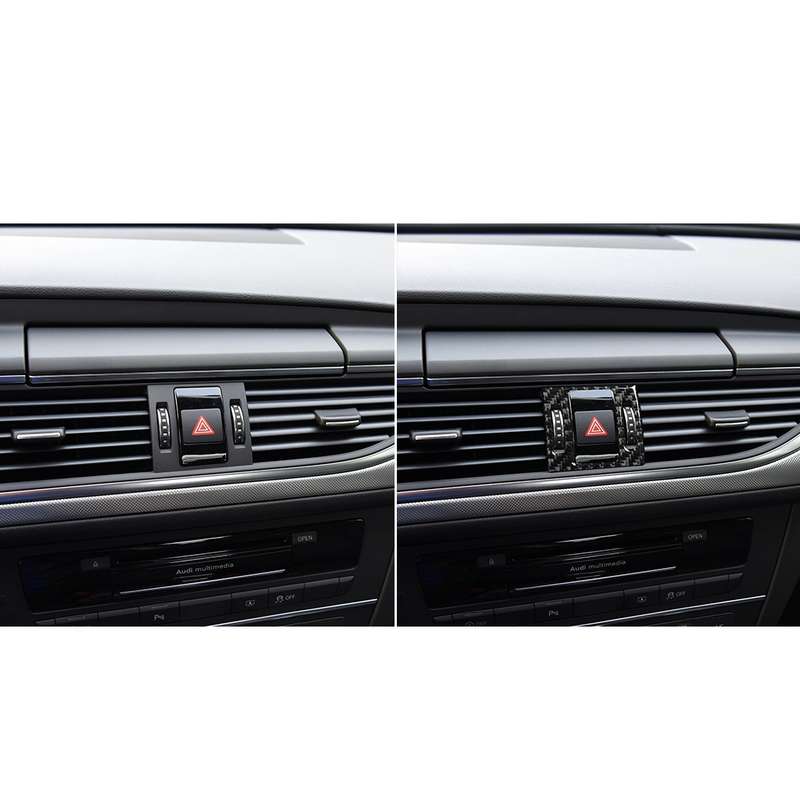 Car Carbon Fiber Warning Light Decorative Sticker for Audi A6 S6 C7 A7 S7 4G8 2012-2018, Left and Ri