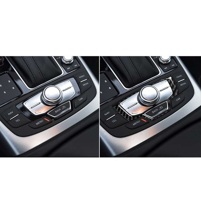 Car Carbon Fiber Multimedia Panel Decorative Sticker for Audi A6 S6 C7 A7 S7 4G8 2012-2018, Left and