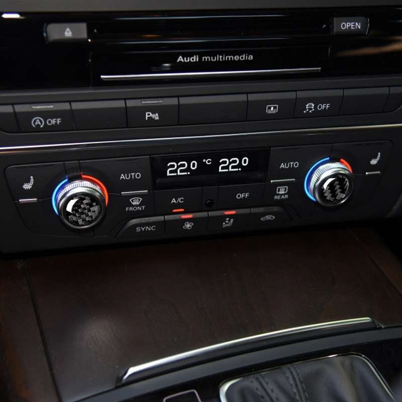 Car Carbon Fiber Air Conditioning Button Decorative Sticker for Audi A6 S6 C7 A7 S7 4G8 2012-2018, L