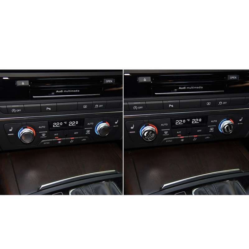 Car Carbon Fiber Air Conditioning Button Decorative Sticker for Audi A6 S6 C7 A7 S7 4G8 2012-2018, L