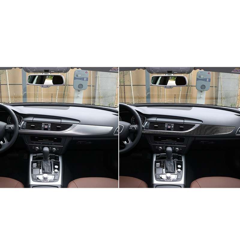 Car Carbon Fiber Dashboard Decorative Strip for Audi A6 S6 C7 A7 S7 4G8 2012-2018, Left Drive