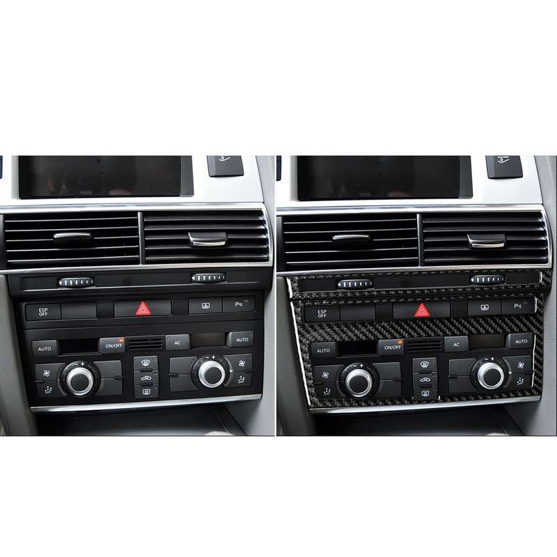 Car Carbon Fiber Solid Color Air Conditioning CD Panel Decorative Sticker for Audi A6 2005-2011, Lef
