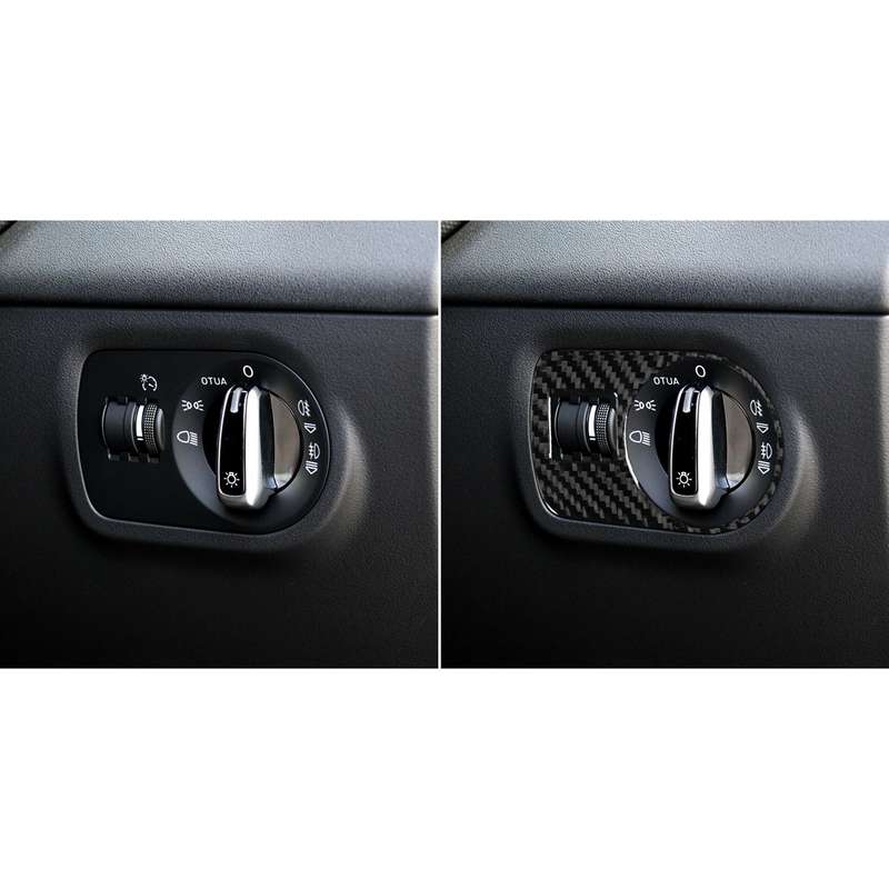 Car Carbon Fiber Headlight Switch Decorative Sticker for Audi TT 8n 8J MK123 TTRS 2008-2014, Right D