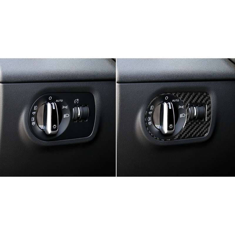 Car Carbon Fiber Headlight Switch Decorative Sticker for Audi TT 8n 8J MK123 TTRS 2008-2014, Left Dr