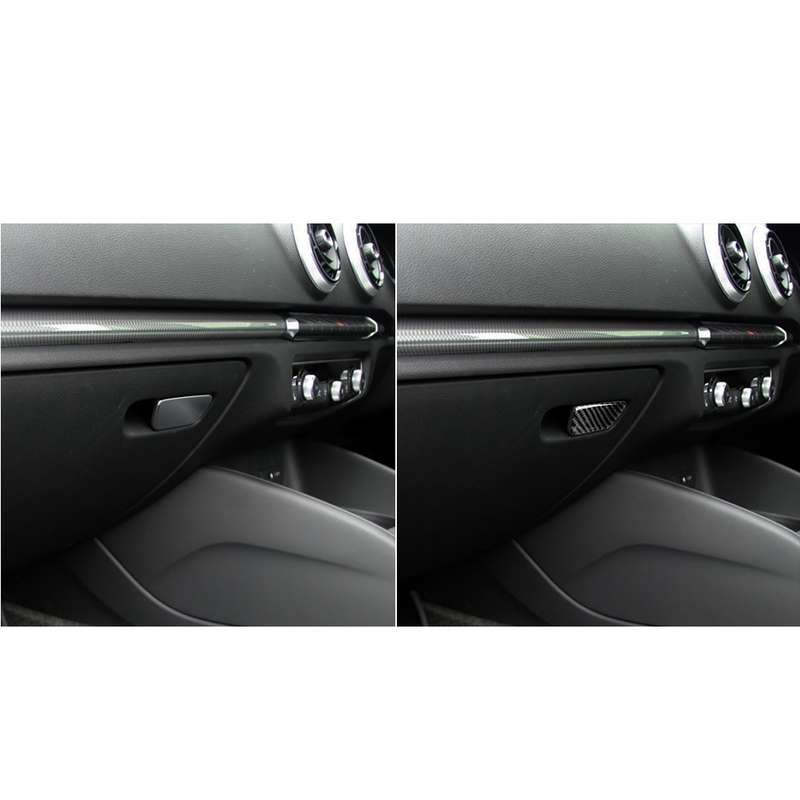 Car Carbon Fiber Passenger Seat Hand Box Switch Decorative Sticker for Audi A3 / 8V 2014-2019, Right