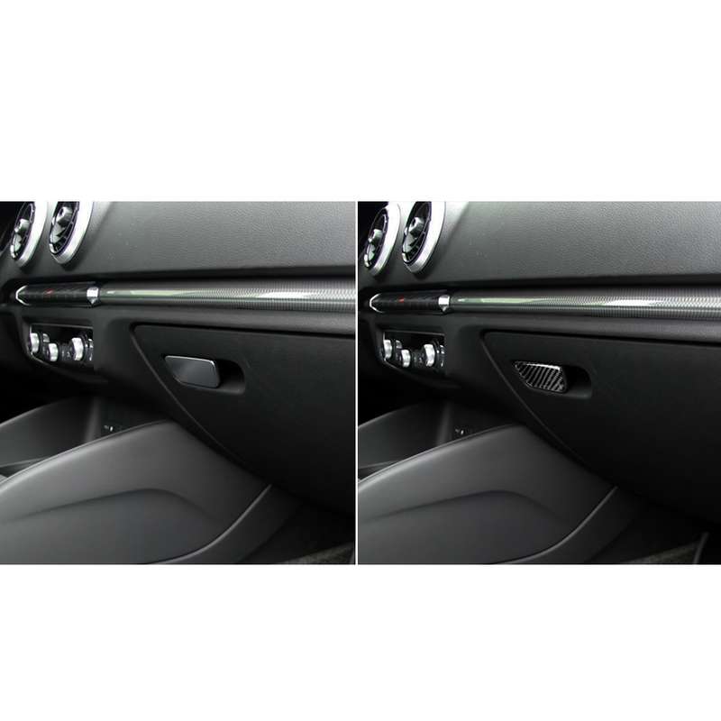 Car Carbon Fiber Passenger Seat Hand Box Switch Decorative Sticker for Audi A3 / 8V 2014-2019, Left
