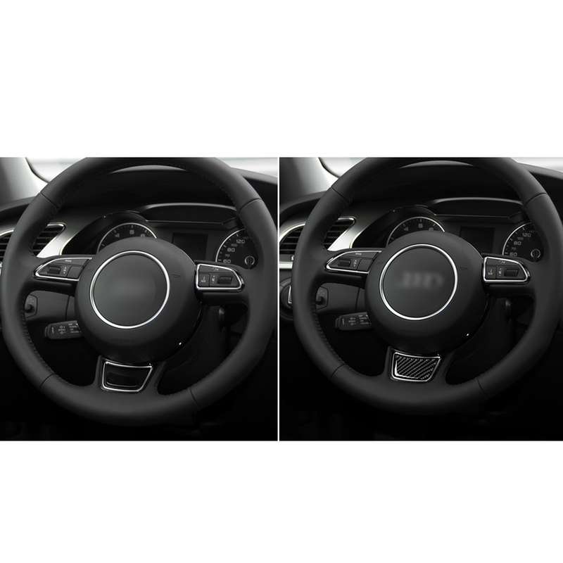 Car Carbon Fiber Steering Wheel Decorative Sticker for Audi A3 / S3 2014-2019, Left and Right Drive