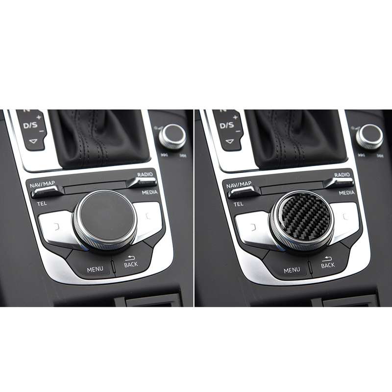 Car Carbon Fiber Central Control Knob Decorative Sticker for Audi A3 / A4L 2014-2019, Left and Right
