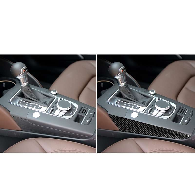 Car Carbon Fiber Gear Shift Position Side Panel Decorative Sticker for Audi A3 2014-2019, Left Drive