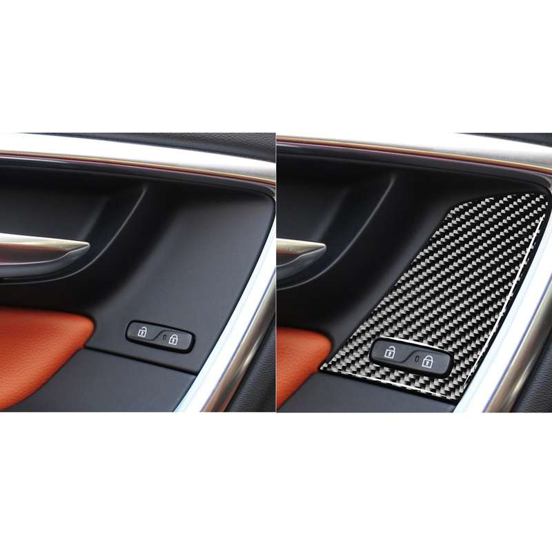 4 PCS Car Carbon Fiber Window Lifting Button Decorative Stickers for Volvo V60 / XC60 2010-2017 / S6