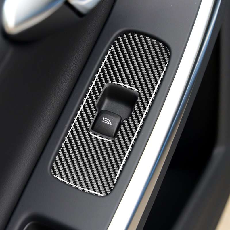 3 PCS Car Carbon Fiber Window Lifting Button Decorative Stickers for Volvo V60 2010-2017 / S60 2010-