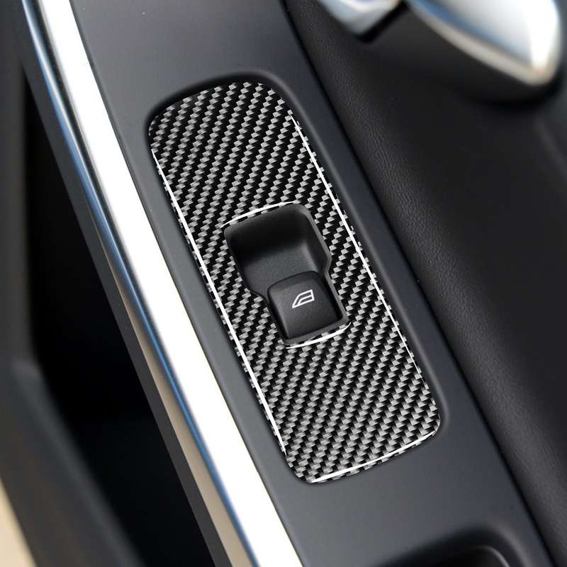 3 PCS Car Carbon Fiber Window Lifting Button Decorative Stickers for Volvo V60 2010-2017 / S60 2010-