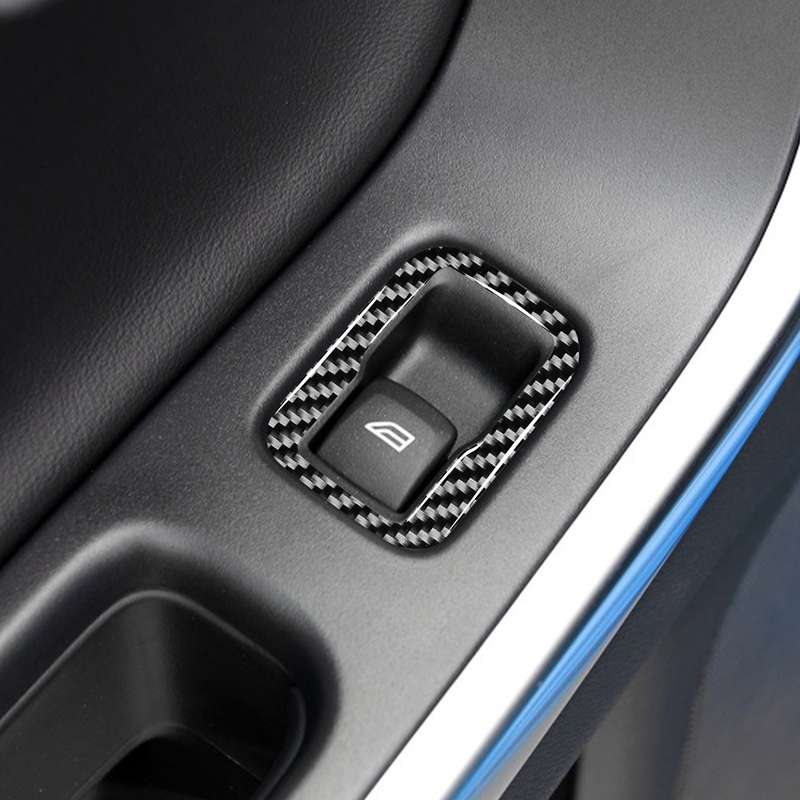 3 PCS Car Carbon Fiber Window Lifting Button Decorative Stickers for Volvo V60 2010-2017 / S60 2010-