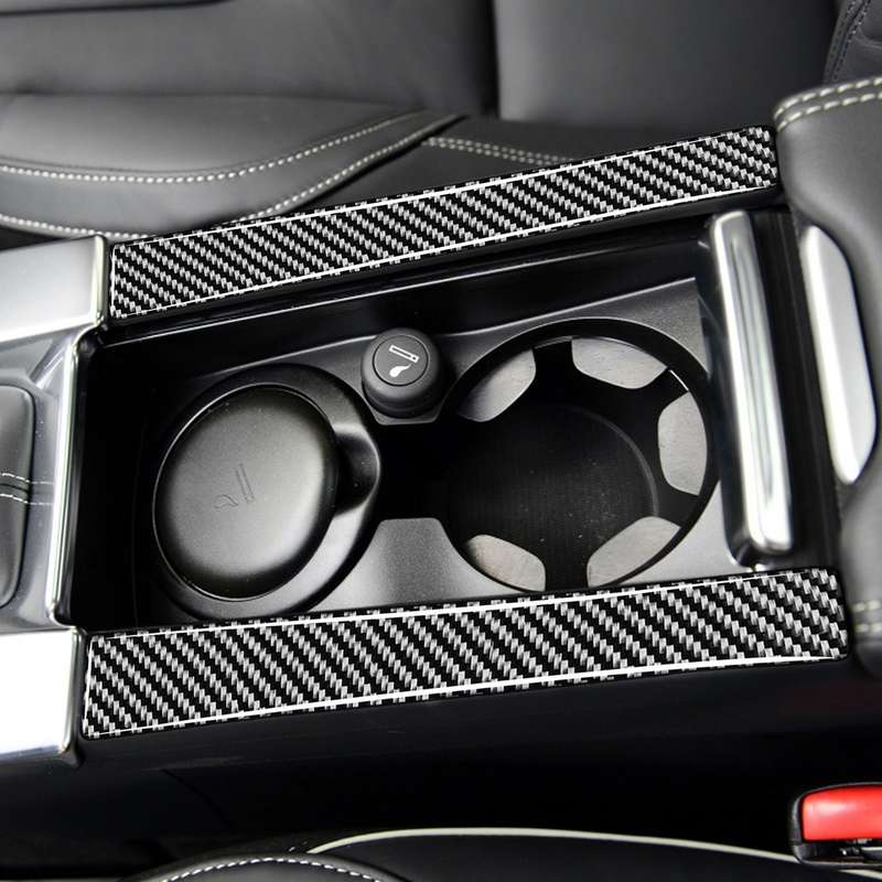 Car Carbon Fiber Armrest Cup Holder Decorative Stickers for Volvo V60 2010-2017 / S60 2010-2018, Lef